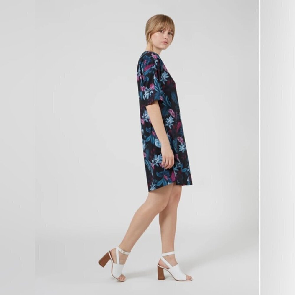 Fig FUNZI DRESS paradisio black Boxy dress V-neck Möbius LT knee length size XS